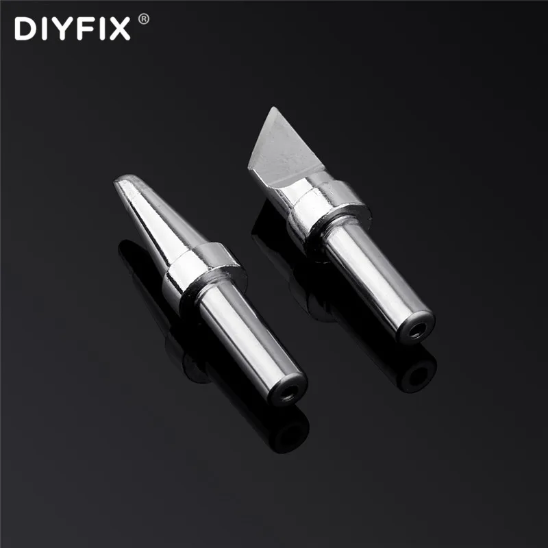 Diyfix 2Pcs Soldeerbout Tip Niet-magnetische Voor Soldeer Station Gereedschap Cutter Hoofd Precisie Loodvrij Solderen ijzer Tips