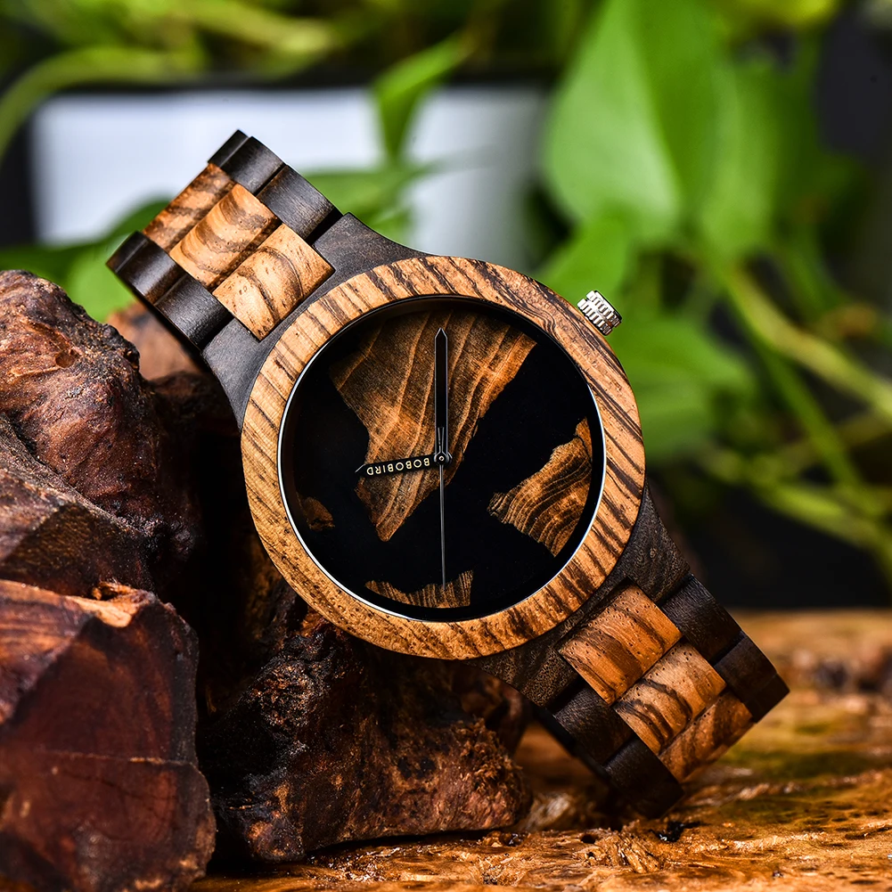 BOBO BIRD Japan Movement Wood Resin Watches Men bayan kol saati Quartz Men\'s Watches in Wooden Gifts Box Dropshipping Customize