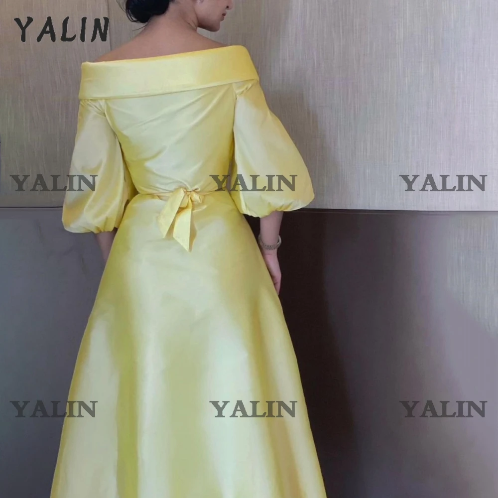 YALIN – robe De bal musulmane en Satin, épaules dénudées, bouffante, caftan marocain, paillettes, longueur cheville, robes De fête