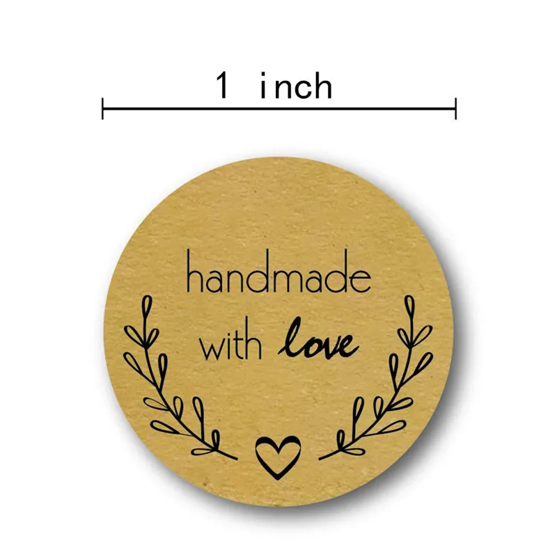 50pcs Round Natural Kraft Handmade Stickers scrapbooking for package adhesive thank you sticker seal labels stationery