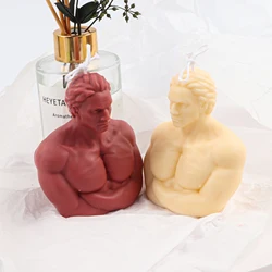Shinny Man Upper Bust Candle Silicone Mold Body Shape Resin Strong Male Plaster Art Craft Robust Muscle Exercising Soap Mould