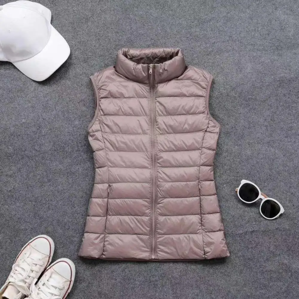 Gilet en duvet de résines blanches pour femme, veste ultra légère, gilet doux et chaud, manteau mince portable, printemps et automne, 90%, 600