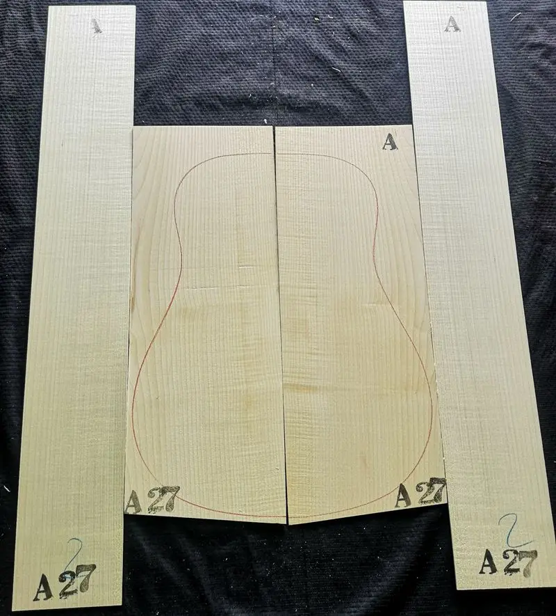 41 A-grade German tiger pattern maple back and side veneer 41-inch folk classical guitar material guitar making material