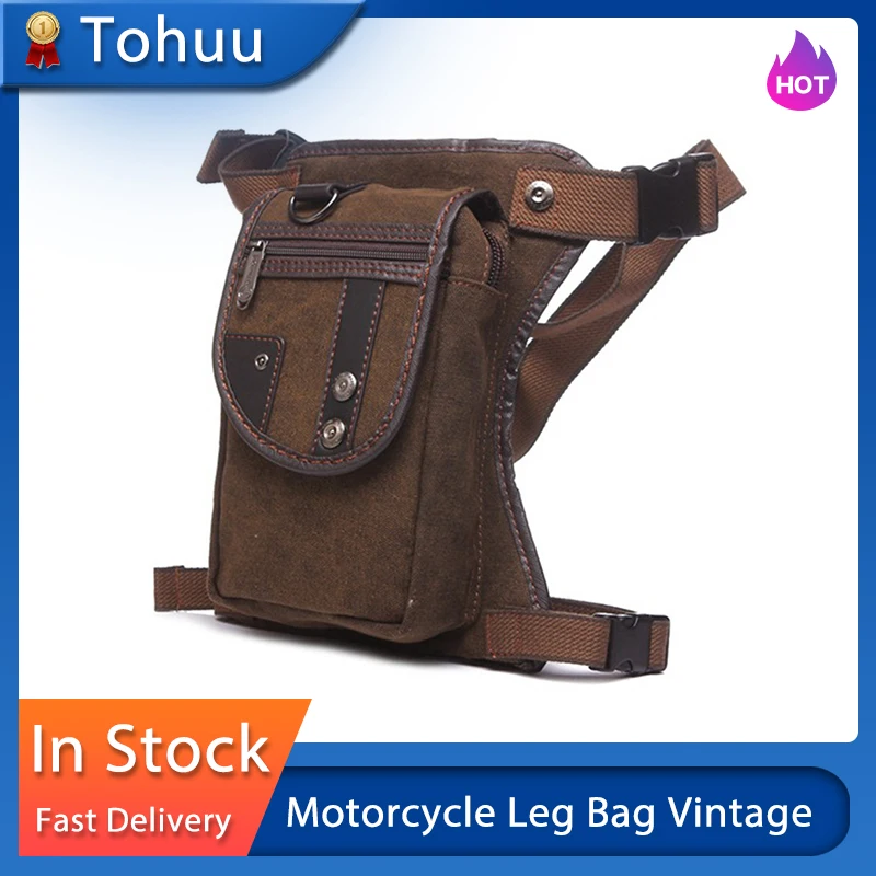 Motorcycle Leg Bag Vintage Multi-pocket Waist Pack Canvas Wear Resistant Bag For Mens Travel Climbing Riding Cycling