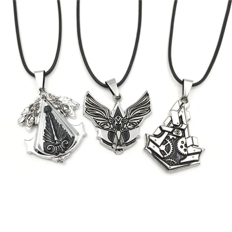 

20PCS/LOT Assassin LOGO Pendant Necklace Gear Pendant Necklace Choker For Men Popular Gift Movie Jewelry