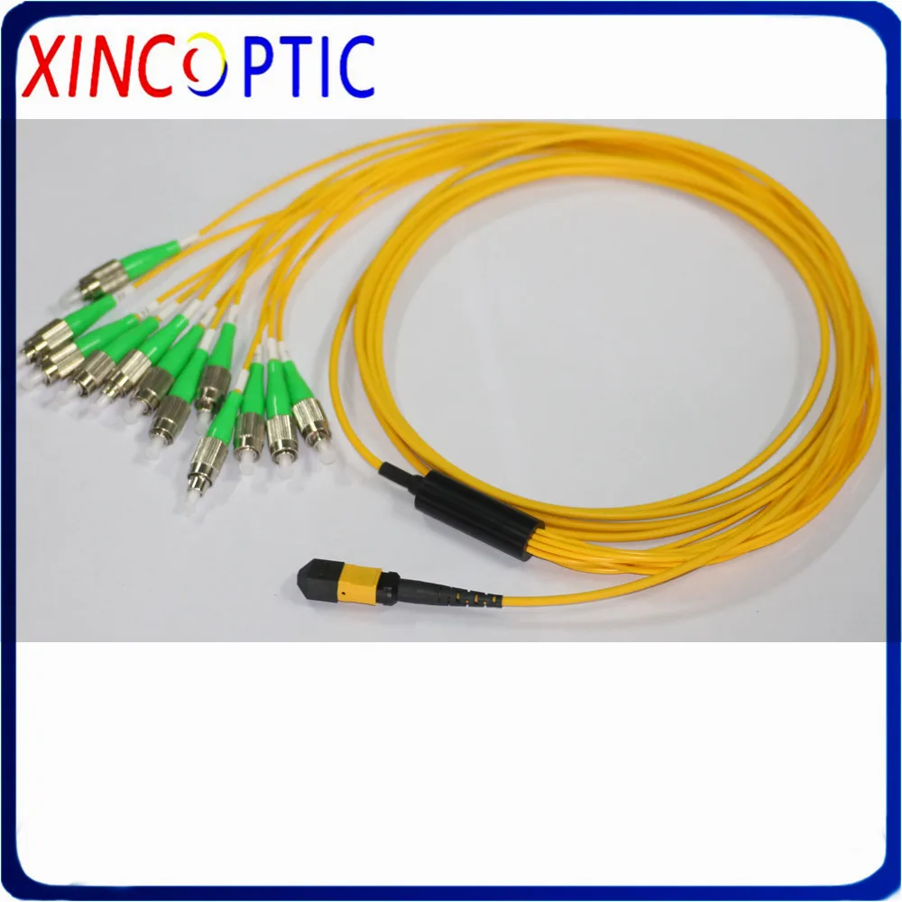 12C MPO/F-FCAPC-SMF-3.0-Yellow-LSZH 12Cores 2M MPO Female-FC SM 3.0mm Mini Round Fiber Optic Fan-out Patch Cord Jumper Cable