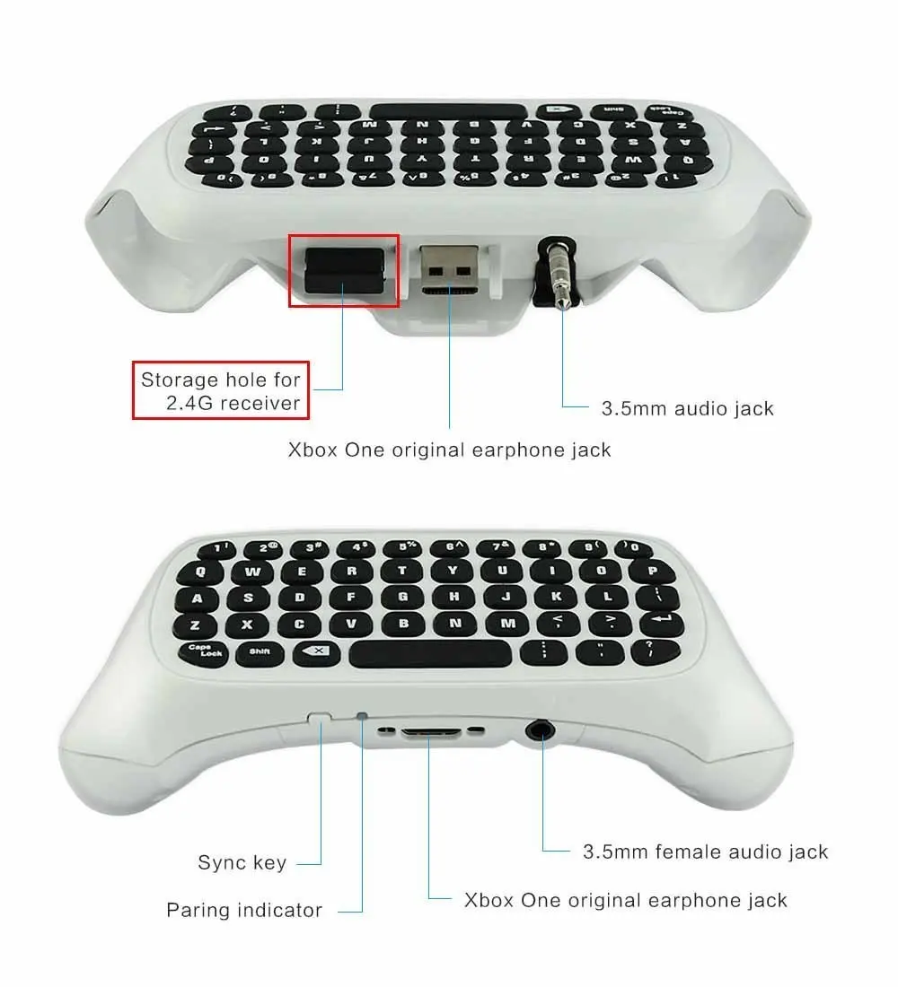 Беспроводная клавиатура для Microsoft Xbox One, клавиатура QuickType с USB-приемником для игрового контроллера Xbox One, геймпад