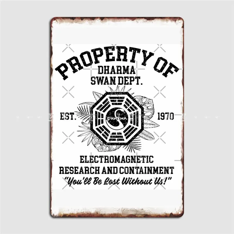 Property Of Dharma Swan Department Metal Sign Cinema Garage Cave Pub Funny Mural Painting Tin Sign Poster