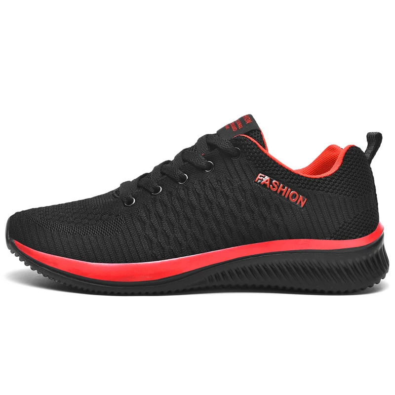 Zapatillas deportivas ligeras y transpirables para hombre y mujer, zapatos de gimnasio, tenis masculinos, color negro y rojo, talla grande 47 y 48,