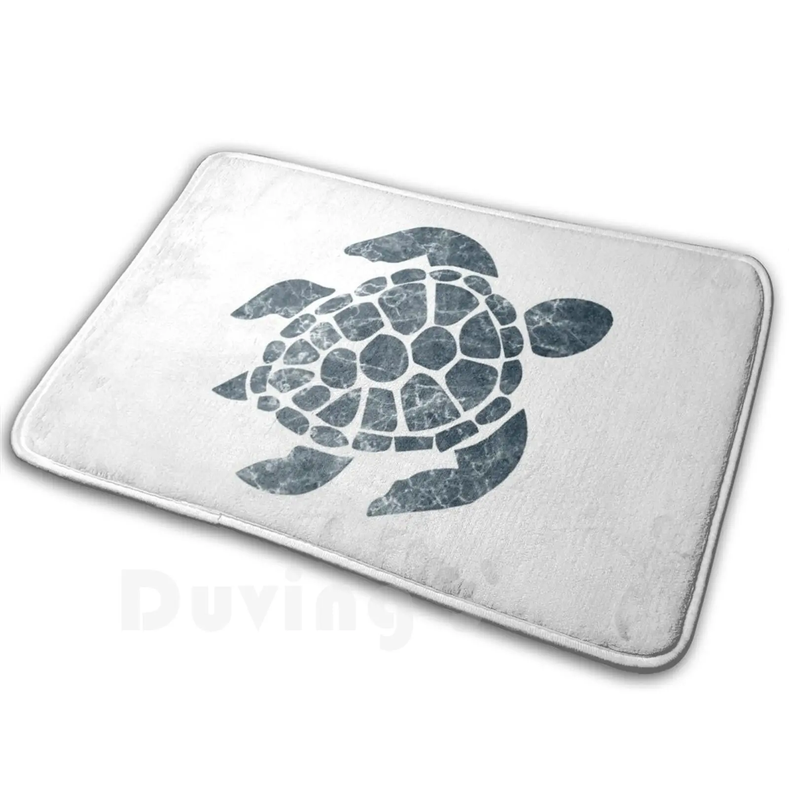 Marble Sea Turtle Carpet Mat Rug Cushion Soft Non-Slip Marble Sea Turtle Black Grey Dark Marble White Cracks Sea Turtle