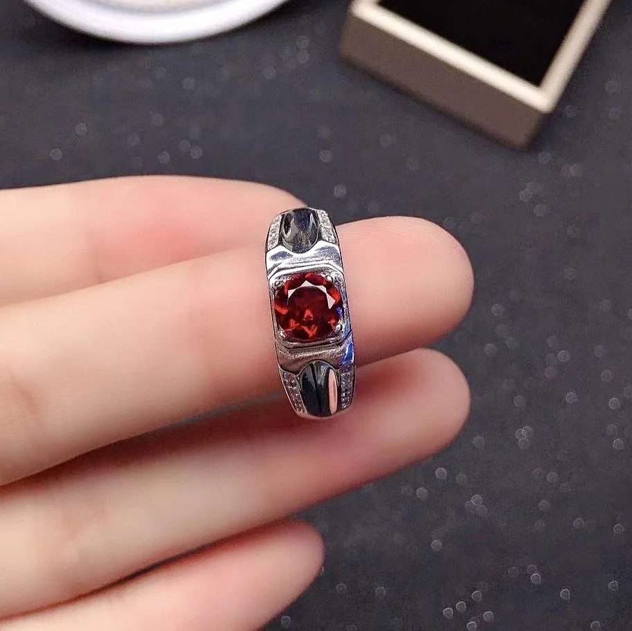 6mm VVS Grade Natural Garnet Silver Ring for Daily Wear Real Mozambique Garnet Ring Solid 925 Silver Garnet Jewelry