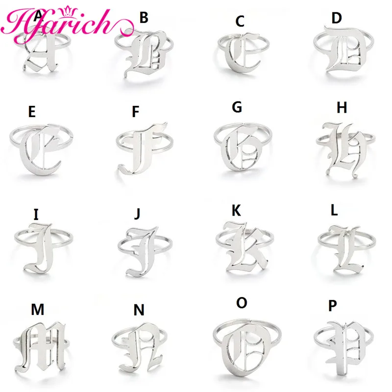 Initial Letter Ring for Women Men Stainless Steel Ring A-Z Rings Initia Anillos Mujer Alphabet Capital Ring for Girl