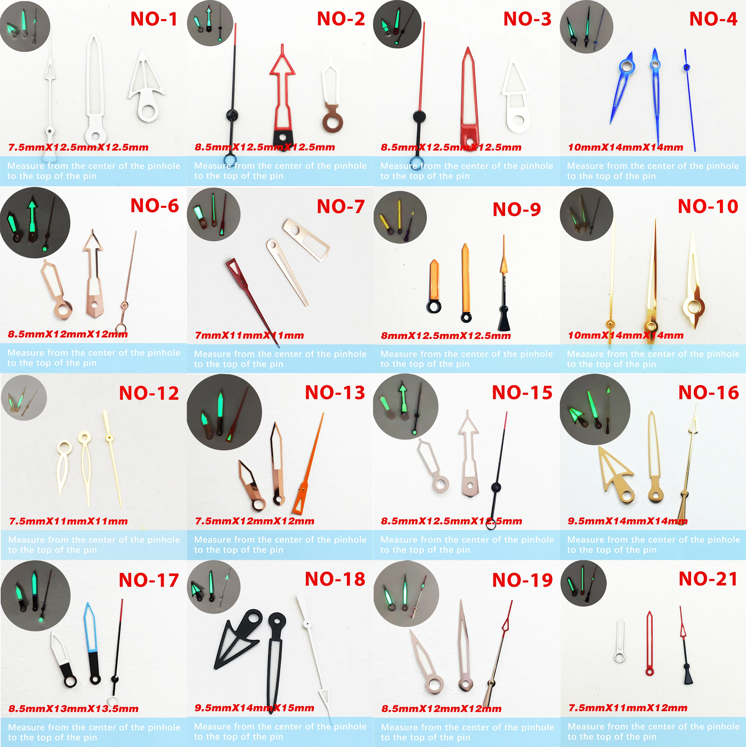 N  pointer watch accessories super bright blue, green and gold pointer suitable for NH35 movement pointer, NH36