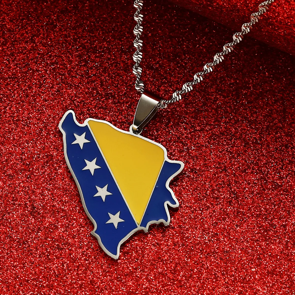 Bosnia and Herzegovina Map Flag Pendant Necklaces Charm Bosna Hercegovina Jewelry