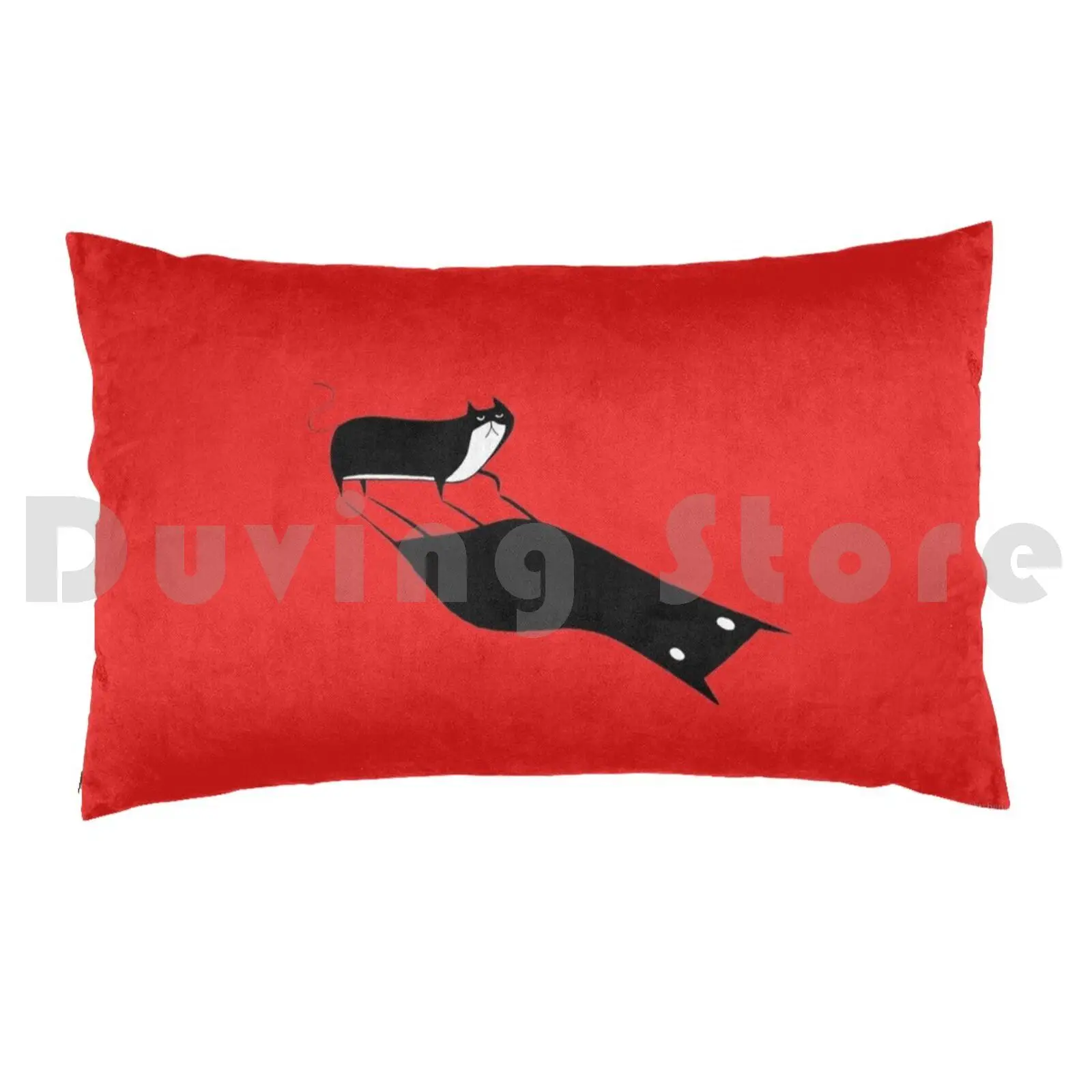 Shadow Pillow Case Printed 50x75 Cat Feline Pet Black And White Cat Tuxedo Shadow Eye Light And Dark Dark view 2