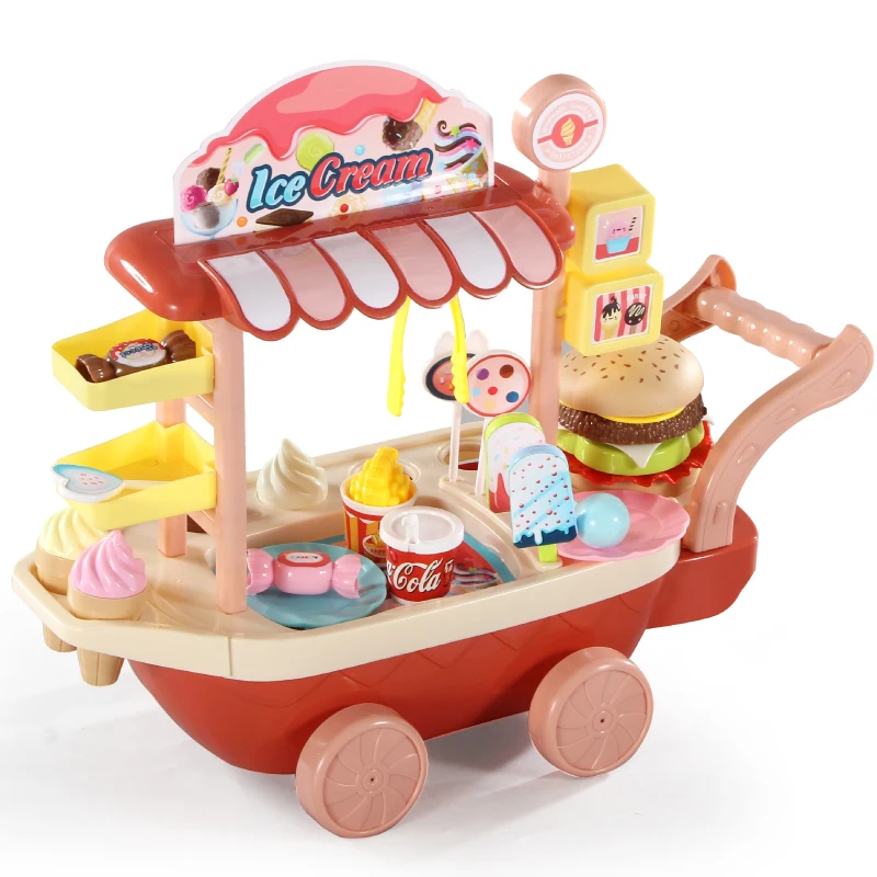 Candy Ice Cream Cart Kids Toys Pretend Play Shopping Games for Grls Simulation Kitchen Food Store Occupations