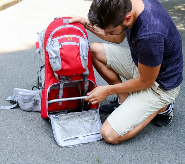 Mochila ergonómica de senderismo para bebé, portabebés extraíble, Mochila de tela Oxford con cubierta para lluvia