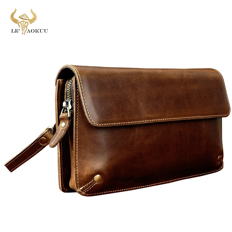 Fashion Male Organizer Wallet Leather Design Checkbook Chain Zipper Pocket Wallet Purse Clutch bag 7\