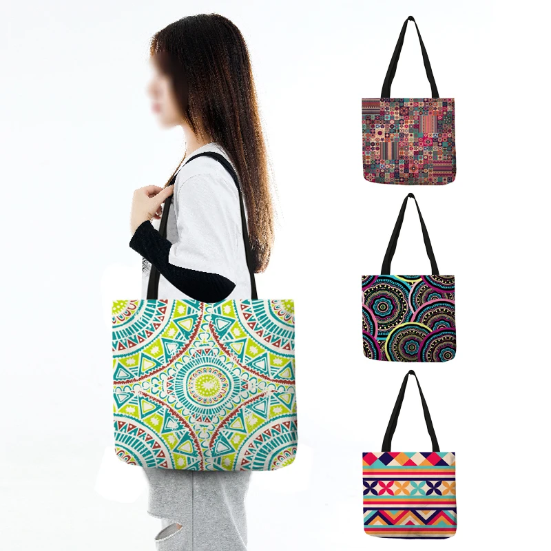 Creative Colorful Southwestern  Paisley Print 2022 Women's Handbag Casual Large Tote Folding Shopping Bags Travel Shoulder Totes