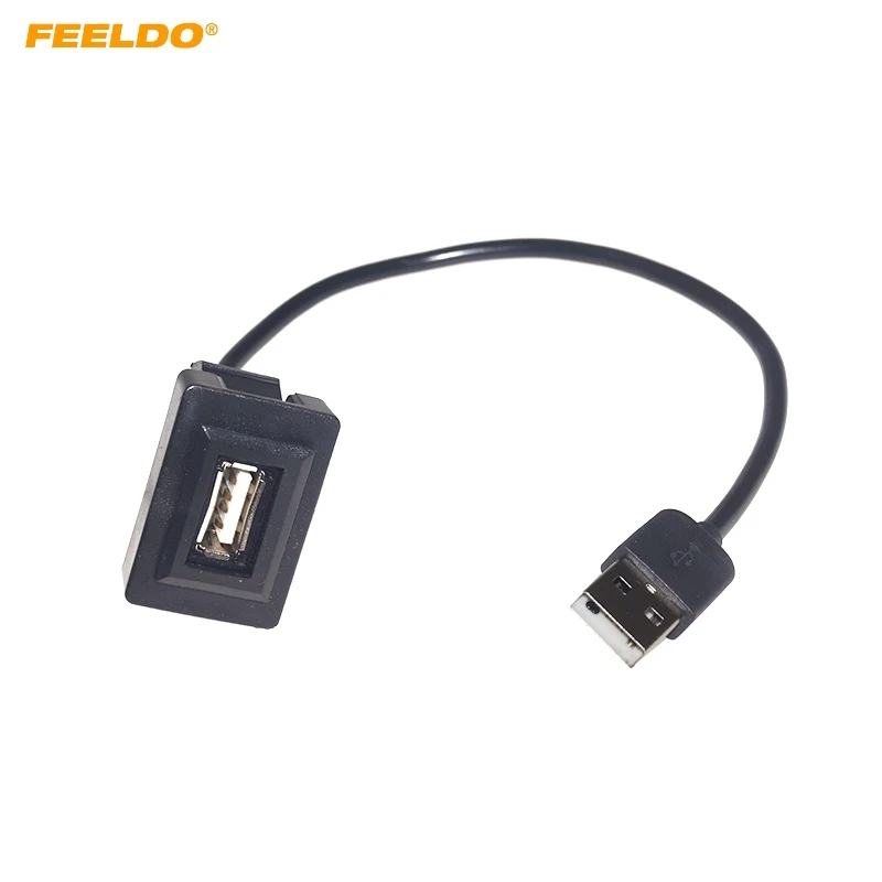 FEELDO Car USB Wire Adapter for Toyota Dashboard Flush Mount USB 2.0 Port Panel Male to Female Extension Plug Cable Charger