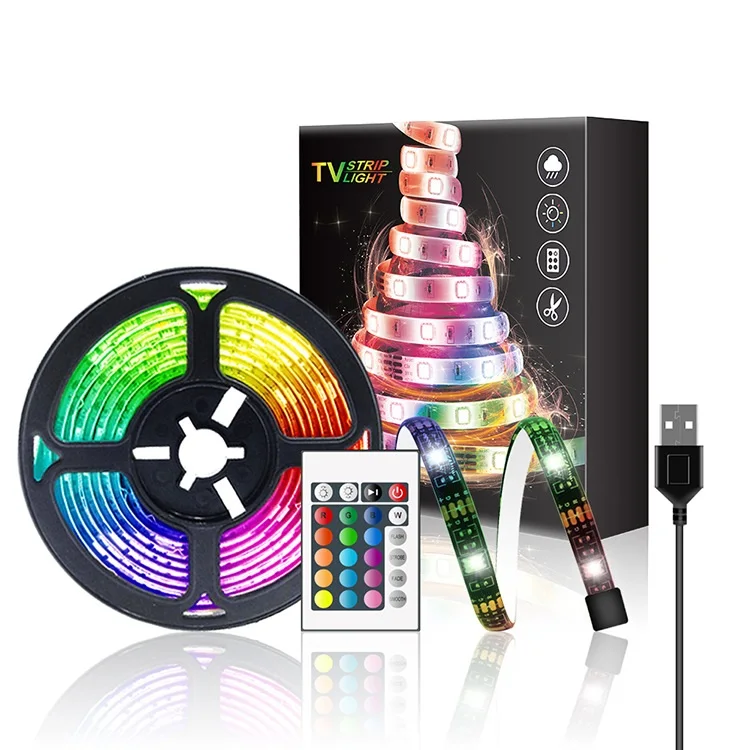 

USB Color Waterproof LED Light With 5V 1/2/3/4/5M 5050 RGB Color-changing TV Backlight With 24K Remote Control