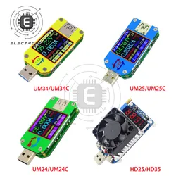 UM24/UM24C UM25/UM25C UM34/UM34C Type-C USB Voltmeter Ammeter Resistance Meter Charging Voltage Current Tester LCD Color Display