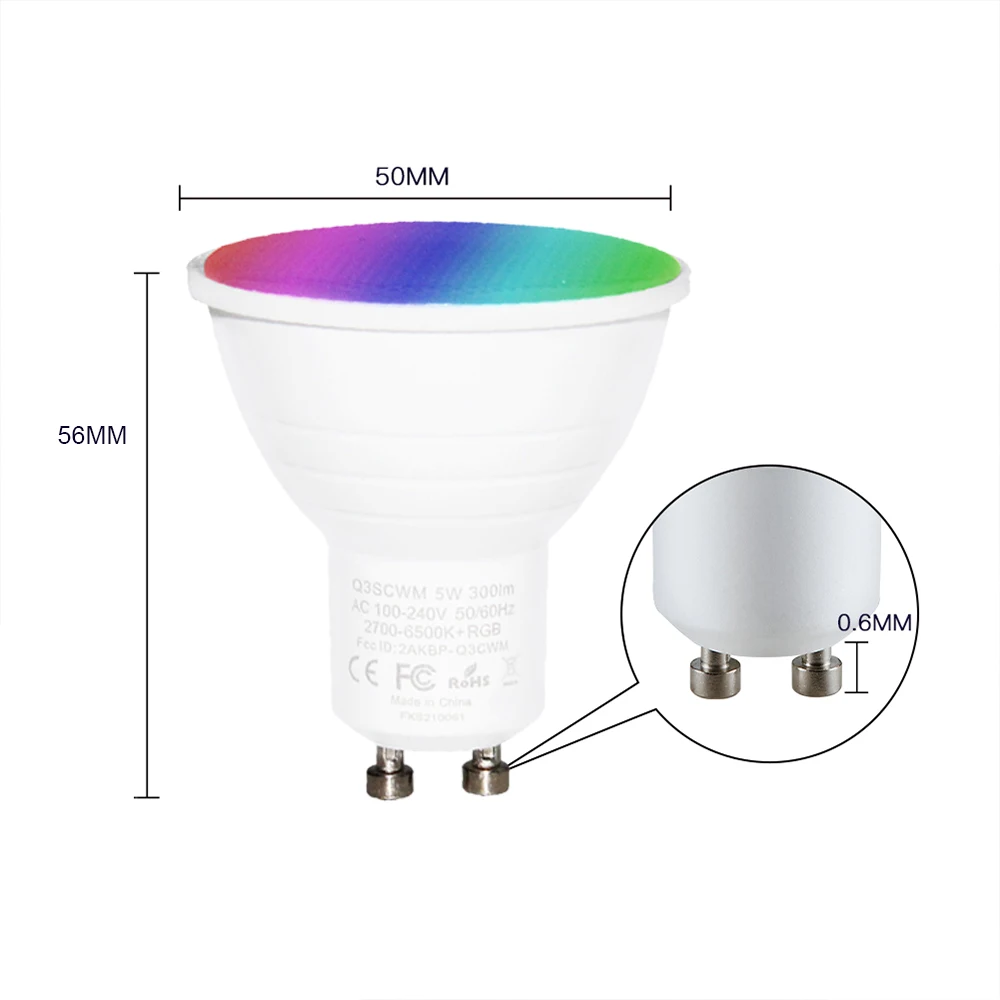 Lampadine a LED intelligenti FrankEver Tuya WIFI MR16 GU10 5W RGBCW sincronizzazione cambia colore dimmerabile con musica lavora con Alexa Google Home