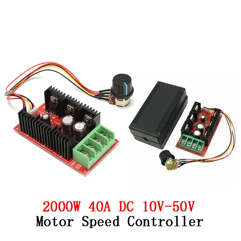 2000W 40A DC Motor Speed Controller DC 12V 24V PWM HHO RC Car Fan Speed Regulator Adjustable Power Control Switch Soft Starting