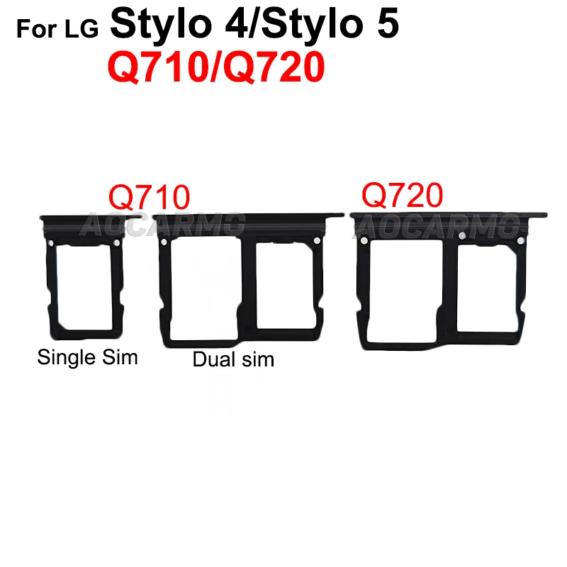 Aocarmo lg stylo 4 Q710 stylo 5 Q720 simカードメモリmicrosdホルダーナノsimトレイスロット交換部品