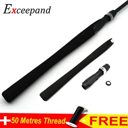 Exceepand Lengthened Black EVA Spinning Fishing Rod Handle Grip With IPS Similar Reel Seat for DIY Fish Rod Building and Repair