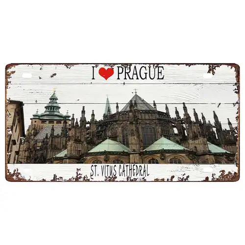 Prague Travel City Car Lisence Vintage Poster Souvenir Metal Sign Retro Plaque For Wall Shop Bar Home Decor 30X15CM  DC-0958A - Image 22