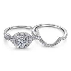 LESF Ring Moissants in Silver S925 0.5 Carat D Color Diamond Ring Engagement Women Gift