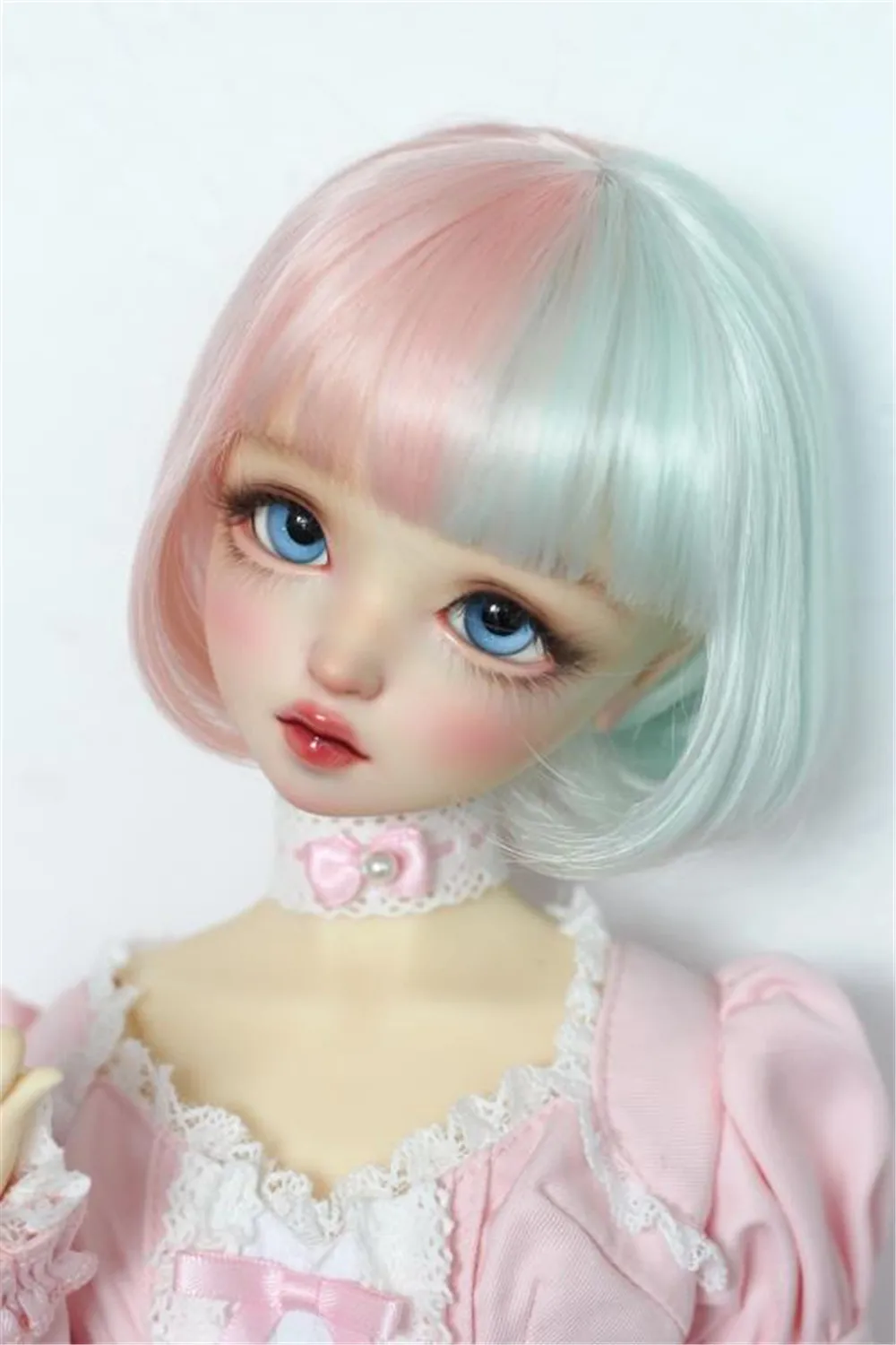 BJD wig 1/3,1/4,1/6 Wig High Temperature Silk Powder Green wig bjd Doll Accessories (no dolls)