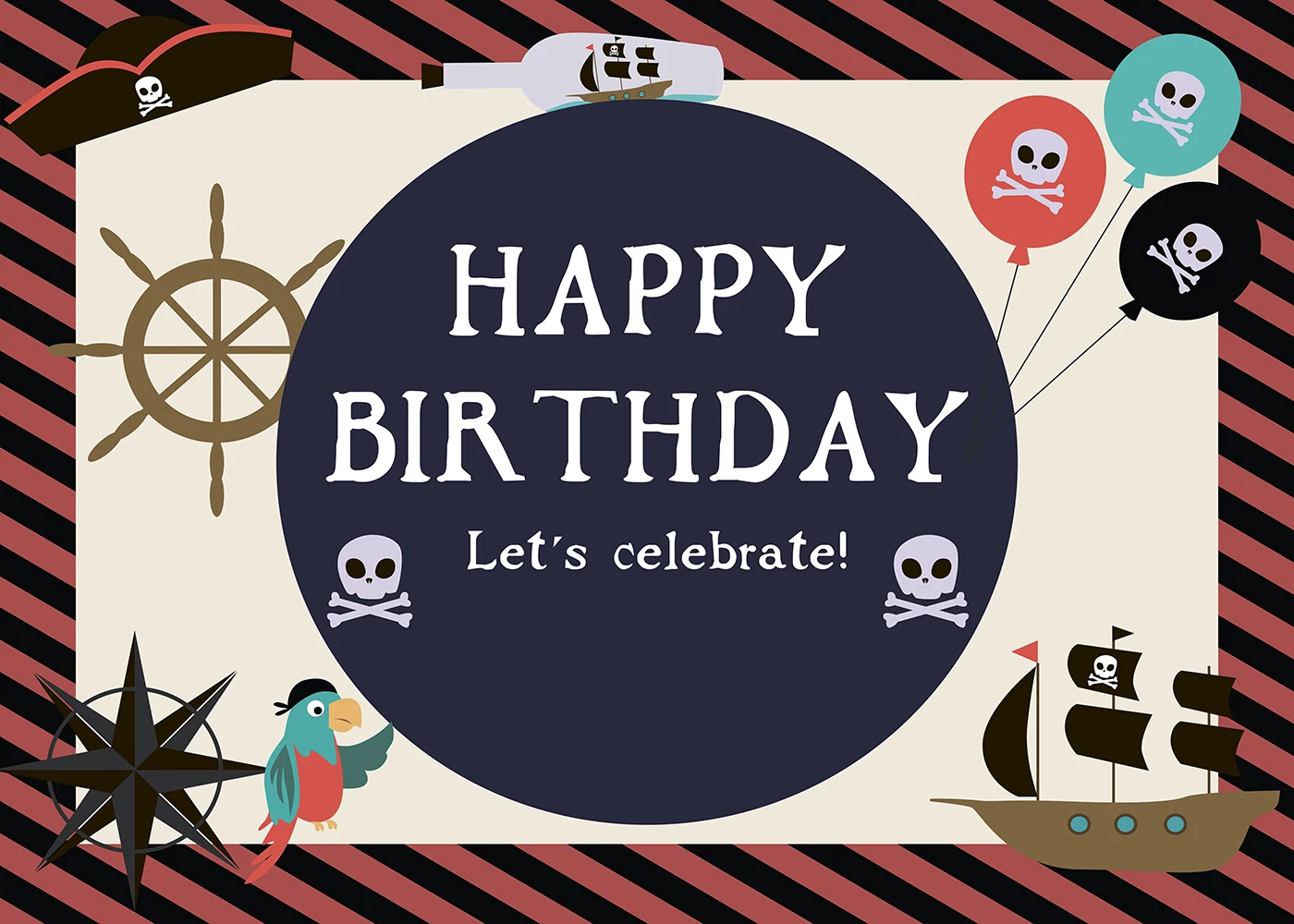 Capisco Photography Backgrounds Pirate Ship Skull Balloon Pennant Navigation Birthday Photophone Custom Photo Backdrops Props