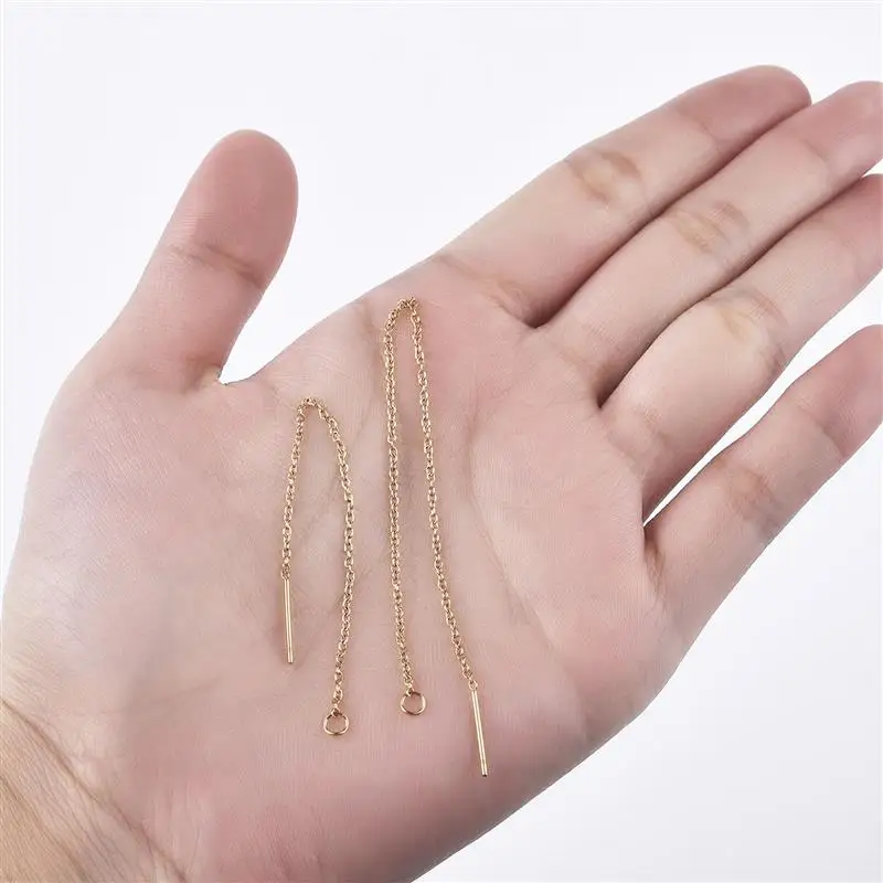 10Pcs Gold Long Tassel Chain Stainless Steel Drop Earrings Ear Line Earring Chain Accessories For DIY Jewelry Making Findings