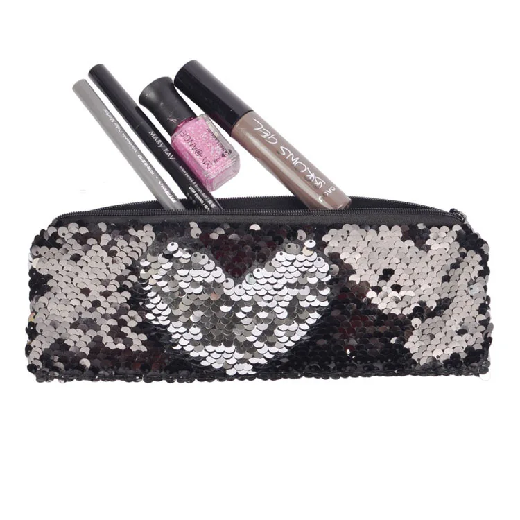 New ladies sequin bag mermaid sequin cosmetic bag student pencil case with zipper fashion sequin storage bag