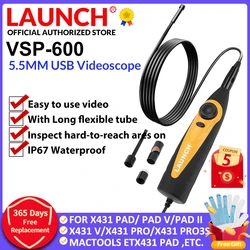 LAUNCH VSP600 Videoscope Camera Endoscope IP67 Waterproof 6LED Car Inspection Mirror Flexible Adjustable for X431 V/PRO3S+/PAD V