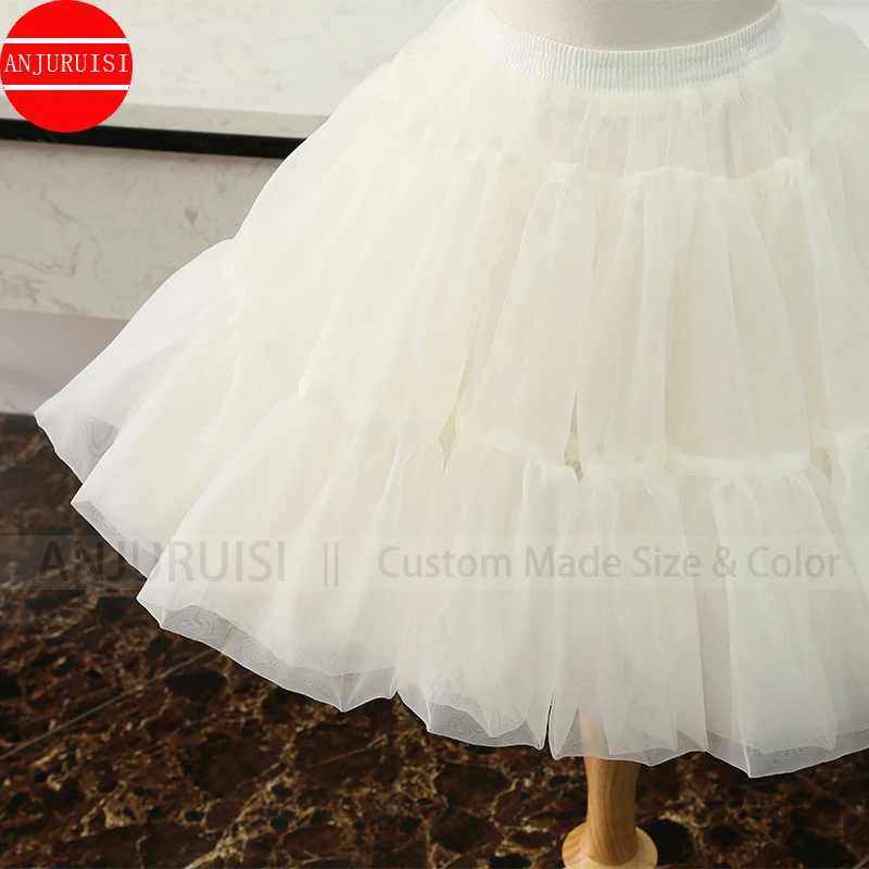 Lolita organza cosplay petticoat underskirt vestido curto saia branco preto jupon acessórios tutu halka pod sukienke falda enagua