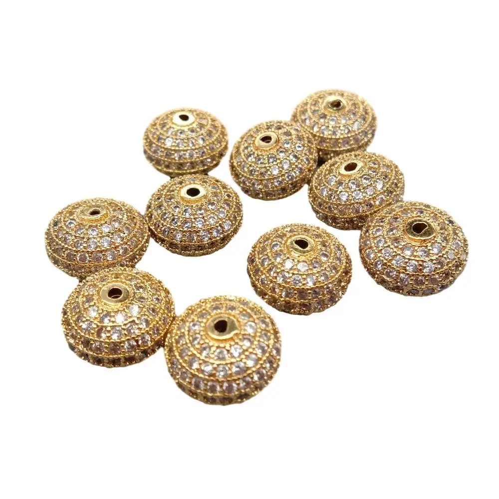 

10 PCS Micro Pave Cubic Zirconia Brass Metal Spacer Beads For DIY Jewellery