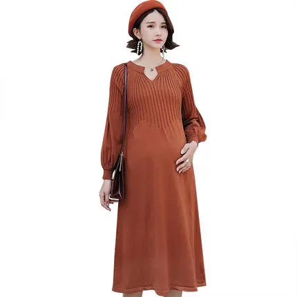 2021New Fashion Maternity Dress High Waist Loose spring autumn winter Skirt Pregnancy Clothes For Knit Pregnant Women Sweater