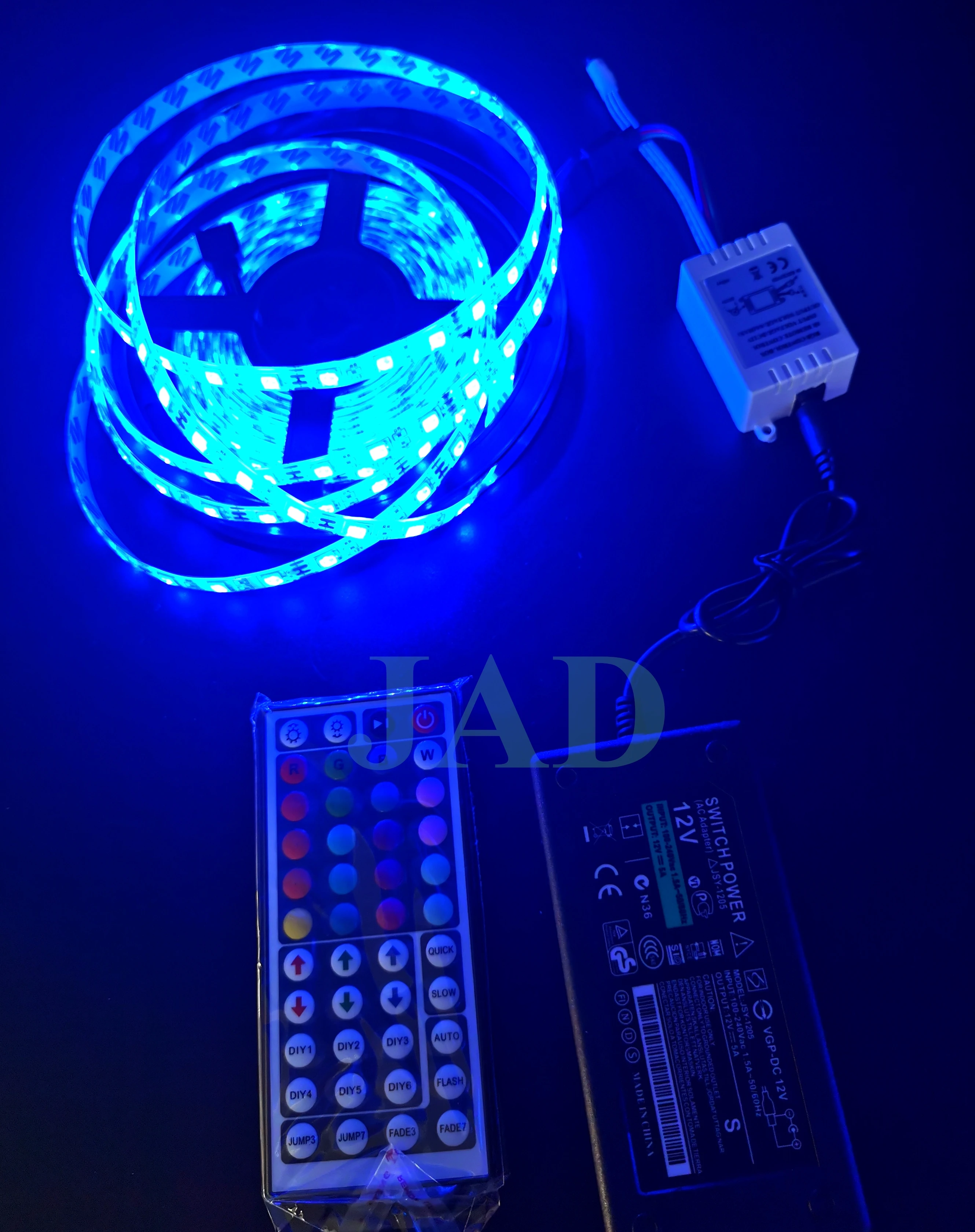 LED Stip Kit DC12V RGB LED Strip 5M Waterproof Flexible Rope Light 5050 60LED/m,24/44Key Remote Controller and 3/5A Power Supply