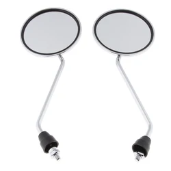 1 Pair Chrome Round Rearview Side Mirrors for Motorcycle Scooter 8mm