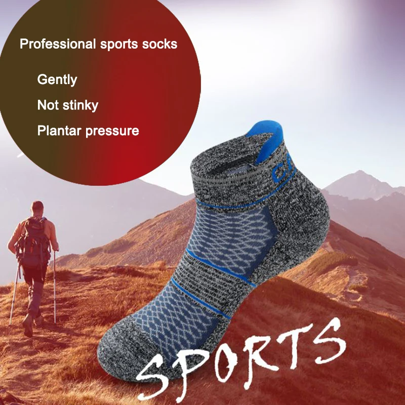 Caxa 2 Pair 39-42 Mens reflective low cut sports socks warm and quick-drying For running cycling Jogging Fitness Cycling outdoor