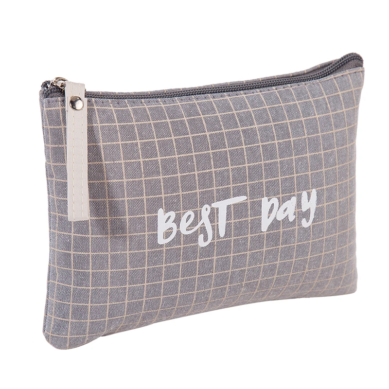 Travel Women Plaid Makeup Bag Fashion Portable Female Zipper Toiletry Cosmetic Beauty Organizer Phone Pouch