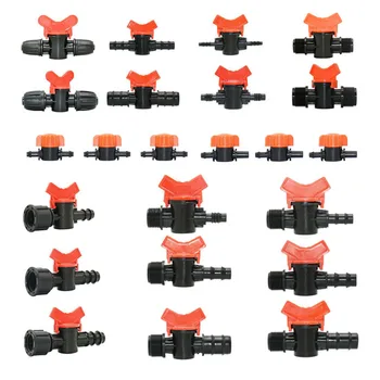 20Pcs Drip Irrigatie Mini Valve 4/7 3/8/10/12/16/20 /25Mm Pijp tuin Tap 1/2 