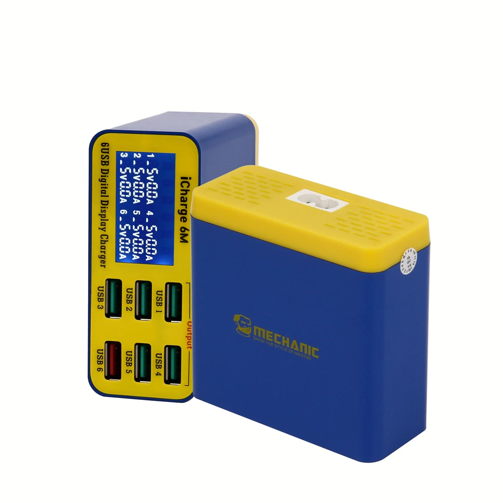Montir ICharge 6M QC 3.0 USB Smart Charge Mendukung Pengisian Daya Cepat dengan Pengisi Daya Multi-port Tampilan Digital LCD untuk Ponsel Tablet