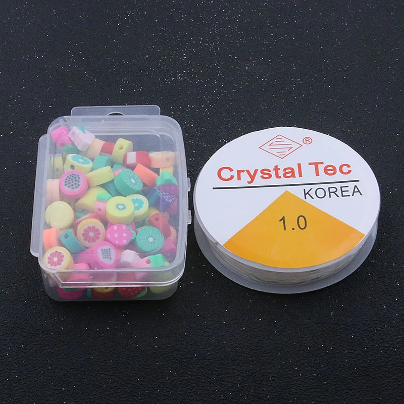 100Pcs/Set 14 Styles  Mix Colors Fruit Flower Star Polymer Clay Spacer Beads  For DIY With Box Jewelry Making  Accessories