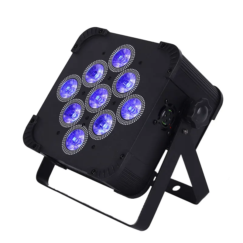 Imagem -03 - Eua Estoque 9x18w 6in1 Rgbaw uv Bateria sem Fio Dmx512 Led Par Plana Pode Par Projetor com 6in1 Carregamento Case do Vôo Luz de Palco