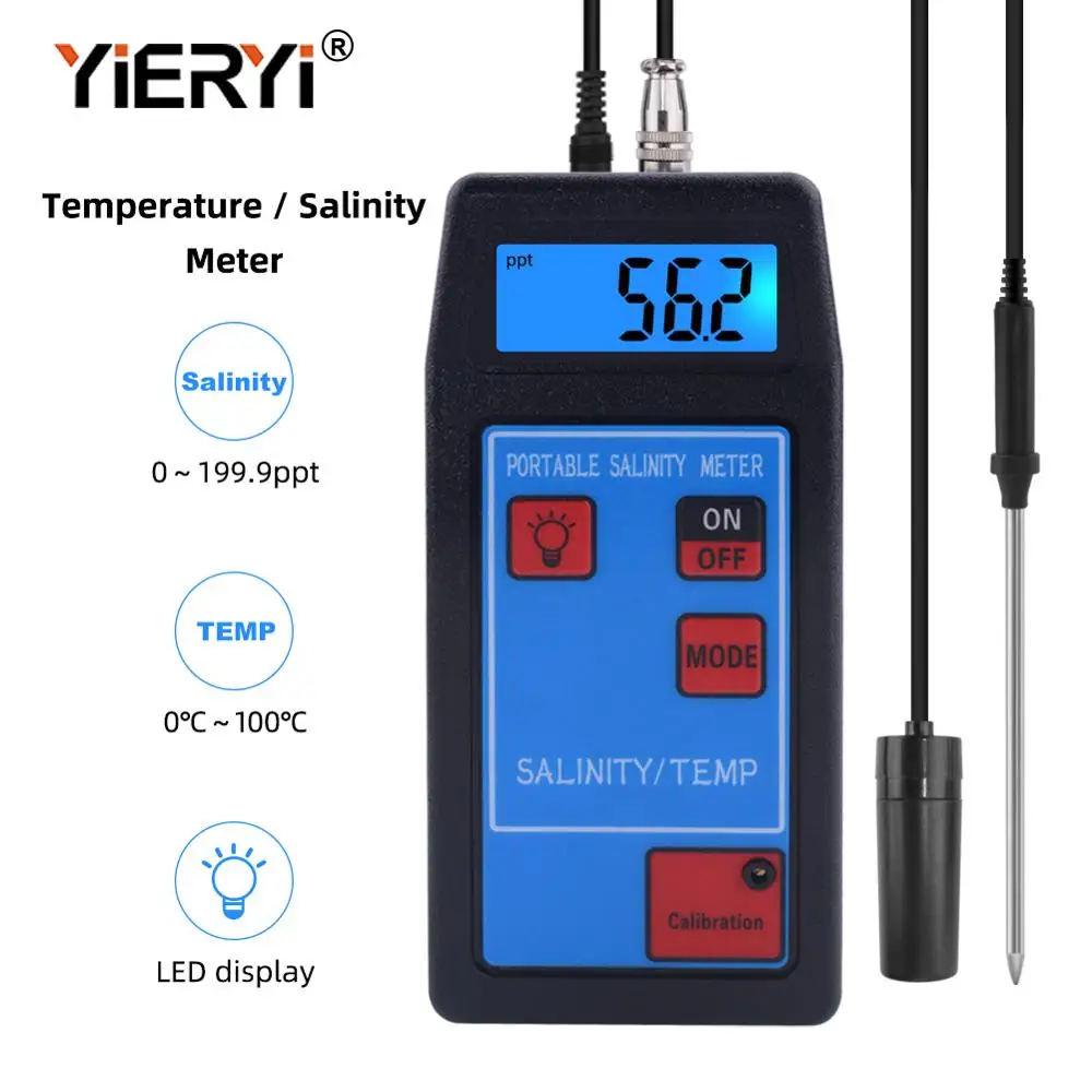 yieryi Salinity-8425 Portable Salinity/Temp Meter online with Replaceable probe  for aquarium，swimming pool， lab，drinking water