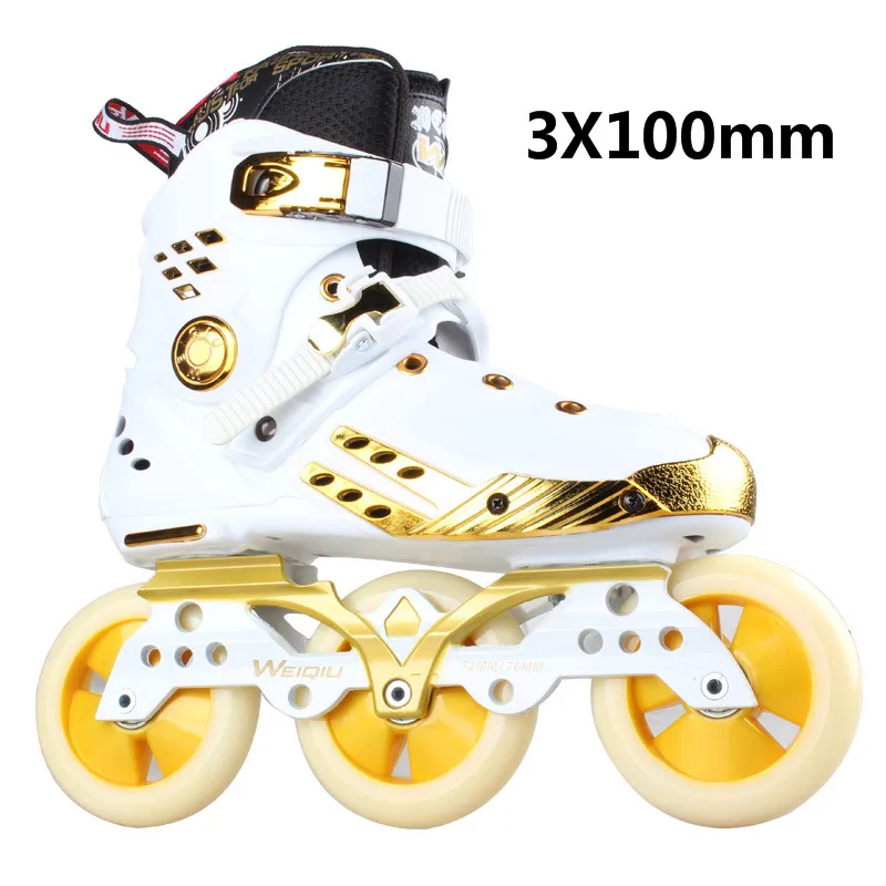 Inline 3 Wheels Symmetric 100mm Roller Skates Shoes 3X100mm Skating Frame 100 Skate Base for road 85A Durable PU ABEC7 Bearing